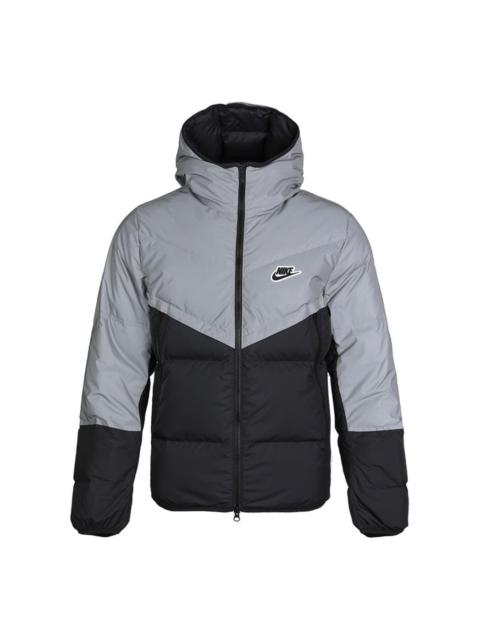 Nike Nike Stay Warm Colorblock Reflective Casual hooded down Jacket Black Gray Colorblock CZ1493-010