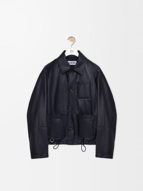 Workwear jacket in nappa lambskin and nylon