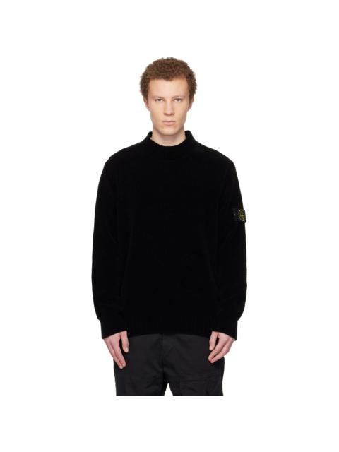 Stone Island Black 5100005 Moss Stitch Cotton Chenille Sweater