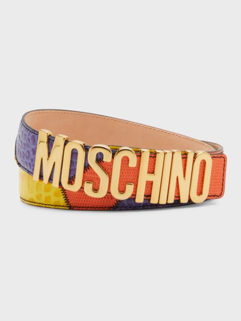 Moschino Men's Multicolor Patchwork Leather Belt