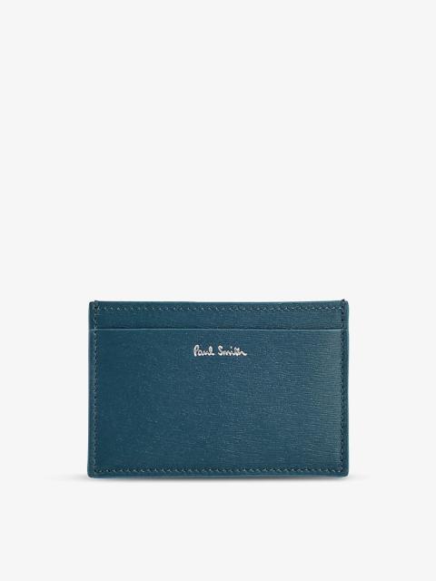 Brand-foiled leather card holder