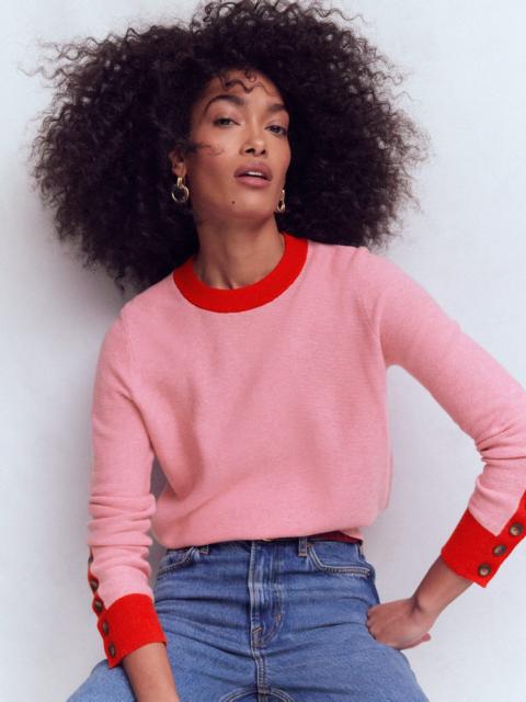 BODEN Grace Colour Block Sweater-Pink Lady