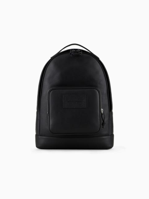 EMPORIO ARMANI Rounded backpack in tumbled leather