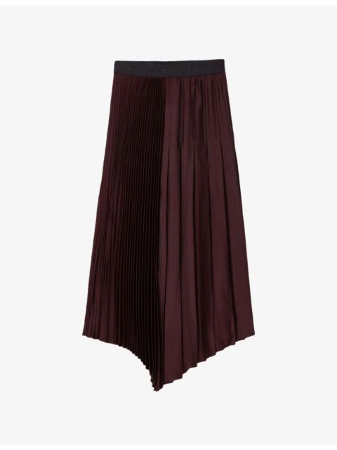 ALLSAINTS Jax Pleated Satin Midi Skirt