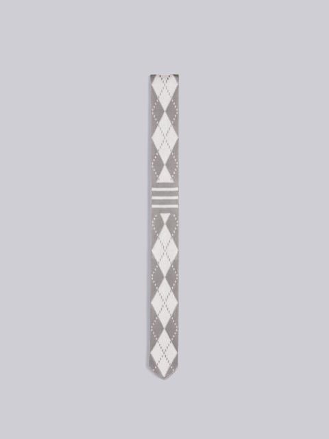 Thom Browne Light Grey Knitted Silk Jacquard Argyle 4-Bar Tie