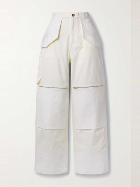 Paneled organic cotton-blend twill wide-leg pants