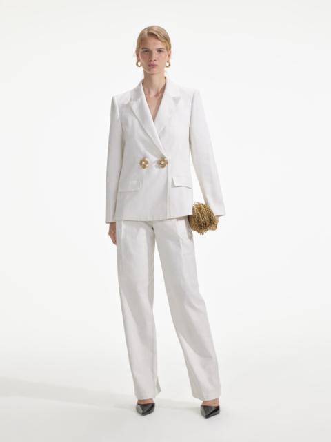 self-portrait White Linen Trousers