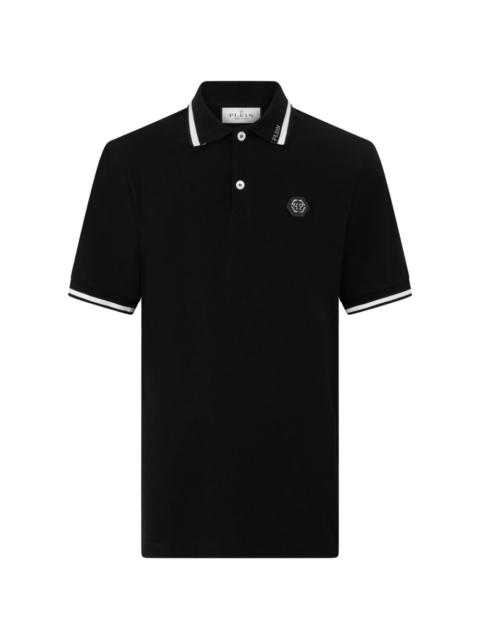 PHILIPP PLEIN logo-plaque tipped polo shirt