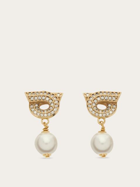 FERRAGAMO Gancini earrings with pearls and crystals