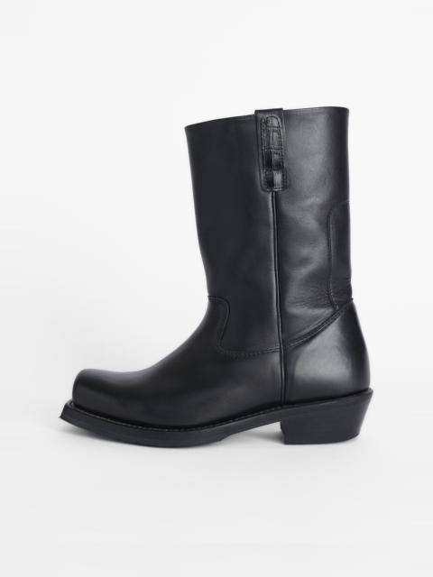 Flat Toe Boot Black Leather