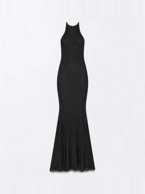 TOM FORD COMPACT LUREX VISCOSE RIB WITH MICRO SEQUINS HALTERNECK MAXI DRESS