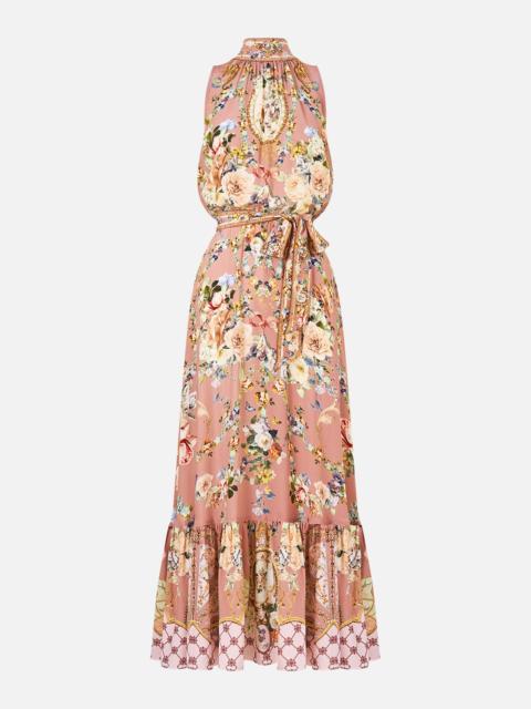 CAMILLA NECKTIE DRESS WITH ELASTICATED WAIST CHAMBER OF BLOOMS