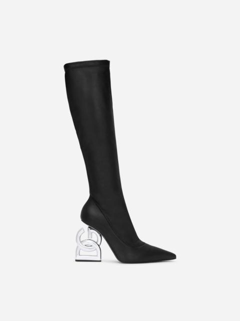 Nappa-effect fabric boots with 3.5 heel