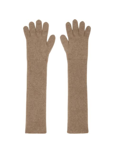 AURALEE Taupe Baby Cashmere Knit Long Gloves