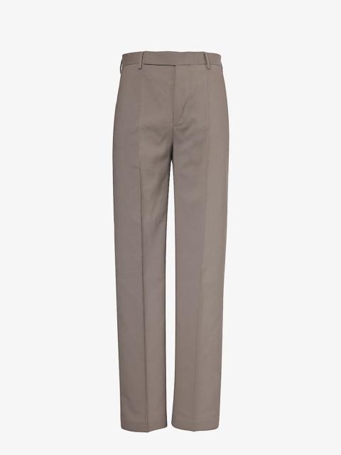Wide-leg mid-rise wool trousers