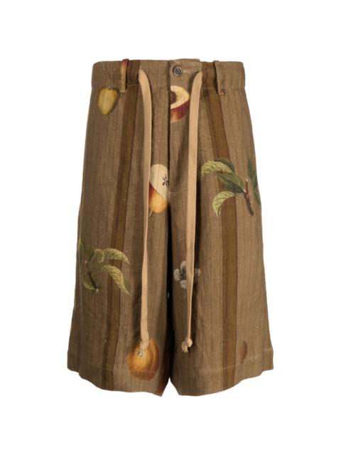 fruit-print linen shorts