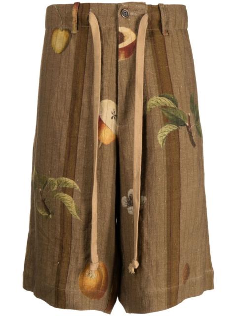 fruit-print linen shorts