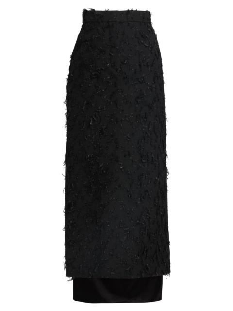 Lanvin Women's Metallic Fringed Wool-Blend Midi-Skirt - Black