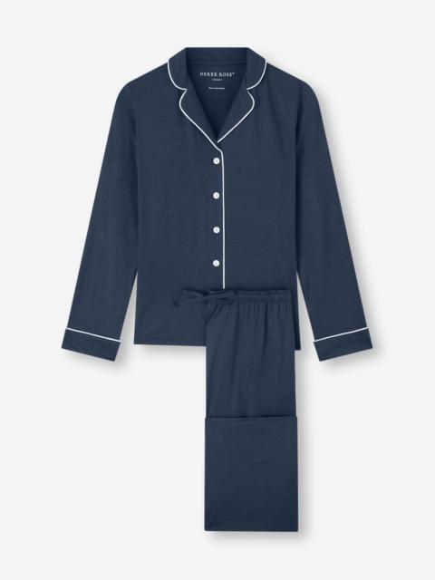 Derek Rose Women's Pajamas Lara Micro Modal Stretch Navy