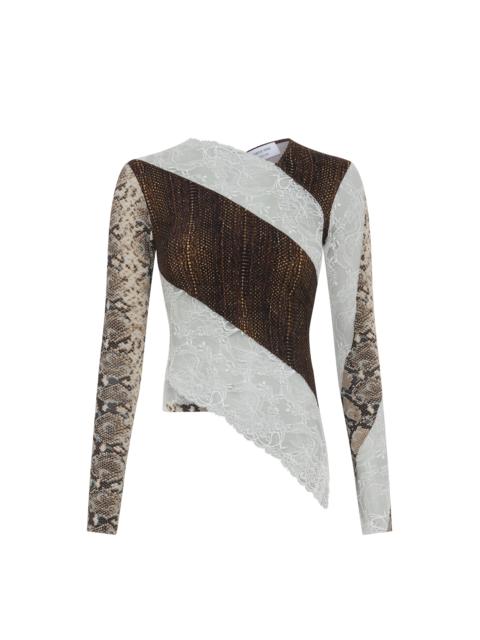 Marine Serre Regenerated Jersey And Lace Twisted Top