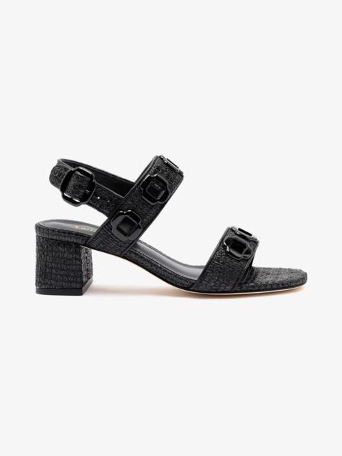 Larroudé Milan Sandal In Black Wave Raffia