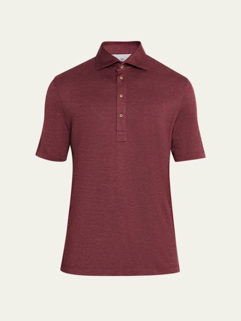 Brunello Cucinelli Men's Wool Blend Polo Shirt