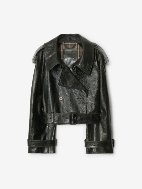 Burberry Cropped Embossed Leather Trench Jacket