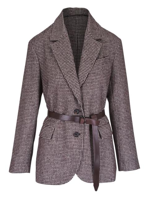 Brunello Cucinelli houndstooth belted blazer