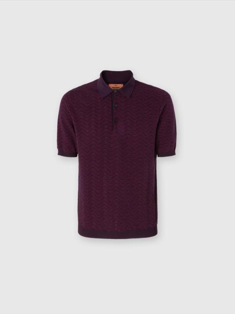 Missoni Virgin wool and viscose polo shirt with wave motif