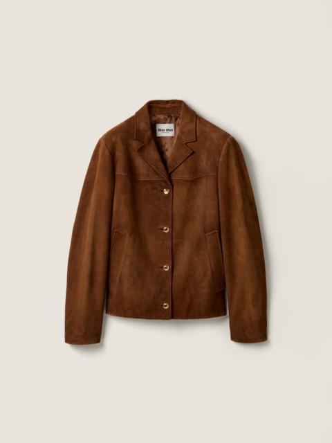 Miu Miu Waxed suede leather blouson jacket