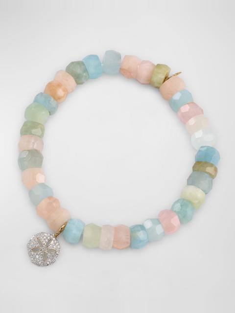 SYDNEY EVAN 14K Diamond Sand Dollar Bracelet with Aquamarine and Morganite