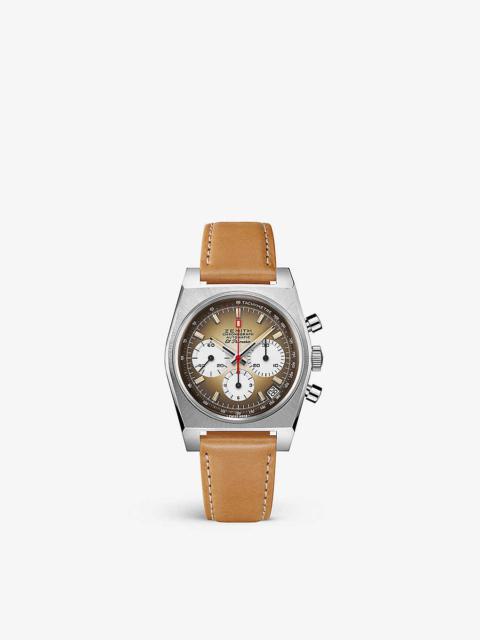 03.A384.400/385.C855 Chronomaster Revival El Primero stainless-steel and leather automatic watch