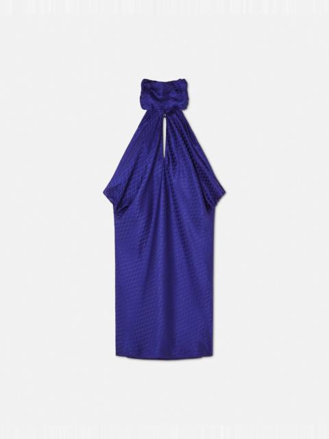 V Allover Jacquard Silk Relaxed Mini Dress
