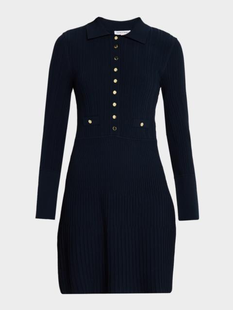 VERONICA BEARD Lauper Ribbed Mini Shirtdress