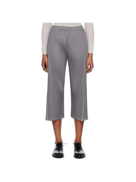 Pleats Please Issey Miyake Gray Flick Trousers