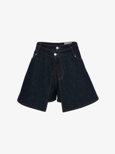 Alexander McQueen Denim Trompe L’oeil Shorts in Washed Blue