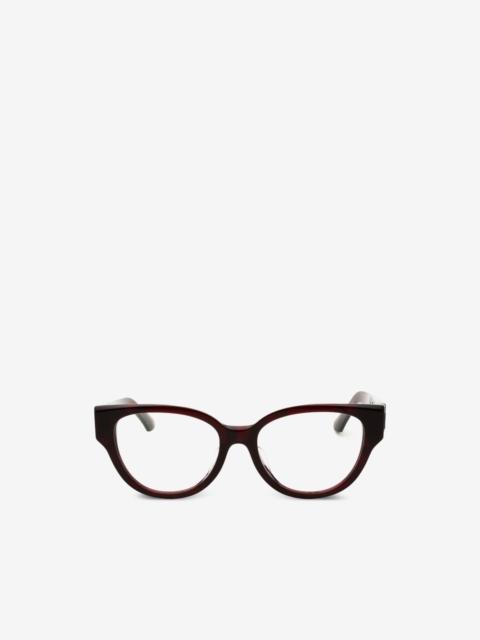 Burberry round full-rim check-red frame glasses