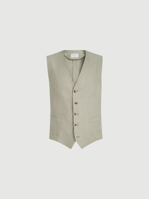Brunello Cucinelli Linen micro chevron waistcoat