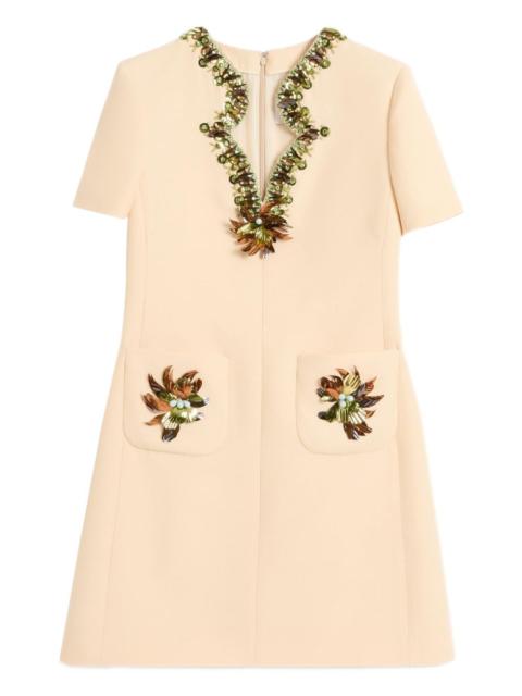 Valentino Crepe Couture embroidered mini dress