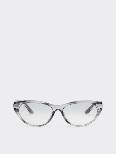 Ferrari Blue stripedacetate sunglasses with gray gradient mirrored lenses