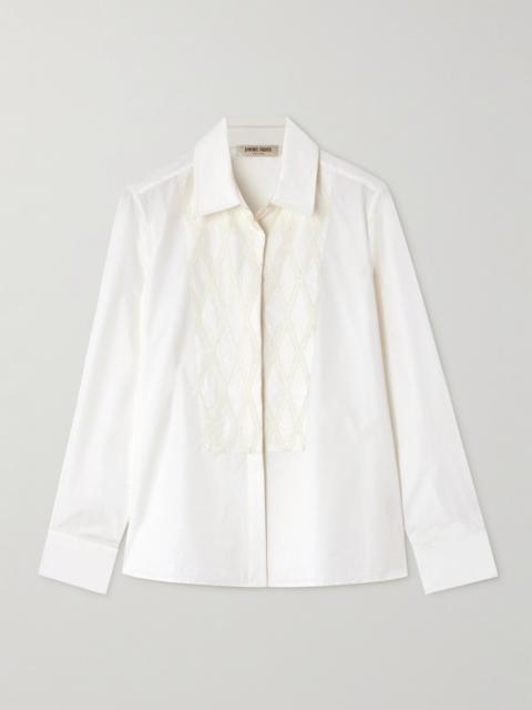 Cassandra Bead-embellished Embroidered Cotton-blend Poplin Shirt