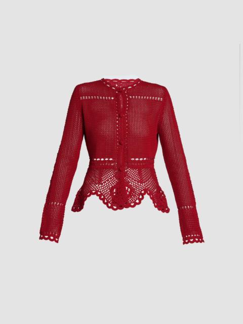 Erdem COTTON CROCHET PEPLUM CARDIGAN
