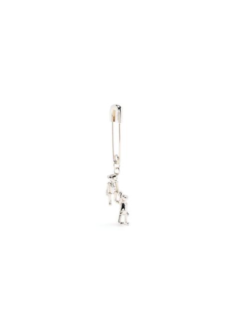 teddy bear charms safety pin earring