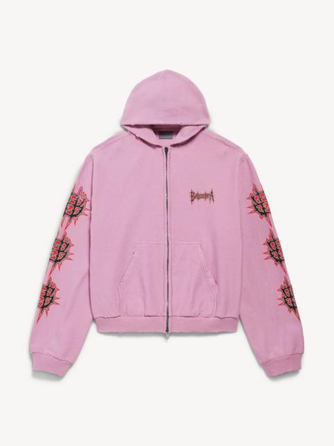 BALENCIAGA Women's Balenciaga Sacré Cœur Zip-up Hoodie Medium Fit in Old Pink