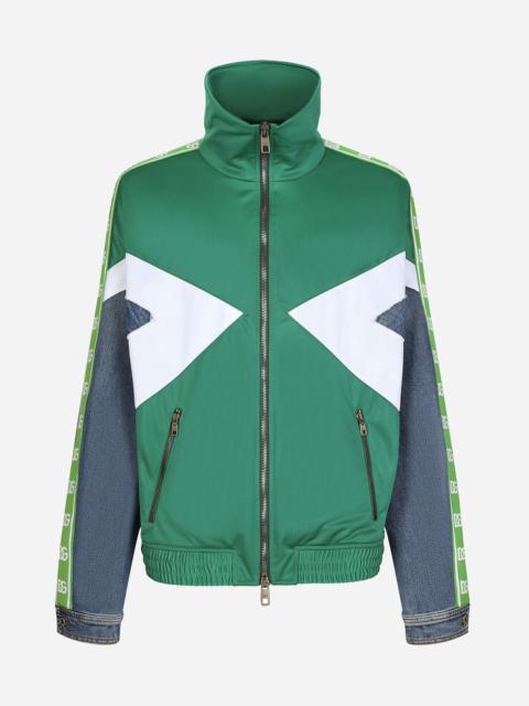 Dolce & Gabbana Washed denim and technical jersey jacket