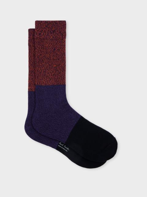 Paul Smith Navy Block Stripe Twisted Yarn Socks