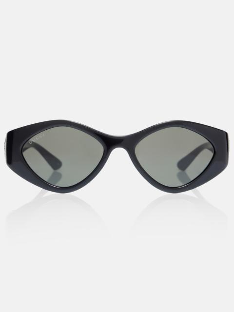 GUCCI Interlocking G crystal-embellished oval sunglasses