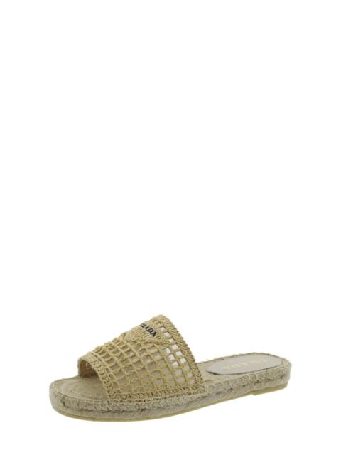 Raffia Espadrille Slide Sandal in Natural/Black