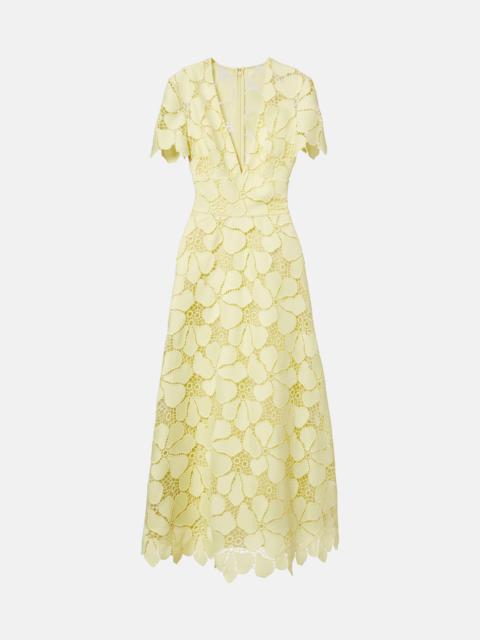 ELIE SAAB Floral silk-blend guipure midi dress