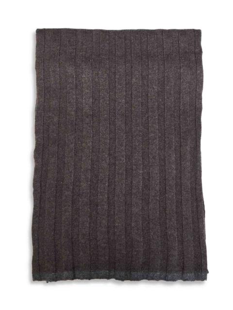 Brunello Cucinelli Brunello Cucinelli Men Dark Brown Ribbed Cashmere Knit Scarf